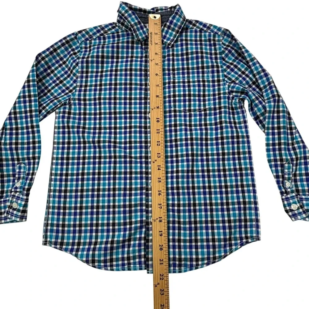 Gymboree Boys Kids Plaid Button Down Long Sleeve Shirt Size Medium 7-8‎